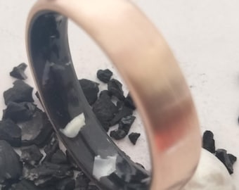 Gift for mens, Handmade rings, Mens wedding band, Womens Engagement rings, anniversary gift, Black Tourmaline stone and white Pearl