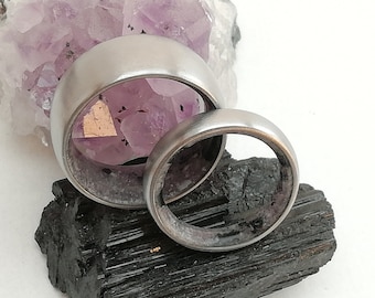 Matching wedding band, Wedding bands, Wedding bands his and hers, Titanium bands, Amethyst stone, Tourmaline stone, Crystal wedding bands