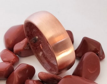 Raw Stone Copper Ring: Aquamarine March Birthstone Band