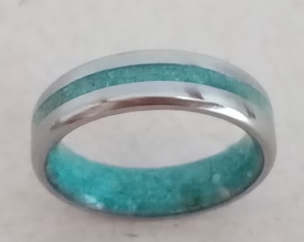 Unique wedding band, Engagement ring, Promise band, His and hers, Turquoise stone, Raw stone, Mens rings, Womens rings, Boho wedding band