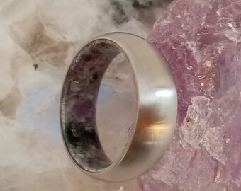 Raw Stone Titanium Ring: Moonstone Amethyst Wedding Band