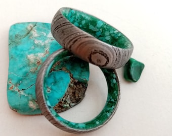 Damascus steel ring set