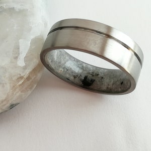 Moonstone ring, Moonstone engagement ring, Anniversary gift for men, Engagement ring, June Birthstone, Raw stone, Square band, Mens rings