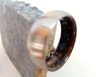 Unique mens ring, Wedding band for men stone, Crystal ring, Boho stone band, Crystal engagement ring, Tiger eye stone, Lapis lazuli stone
