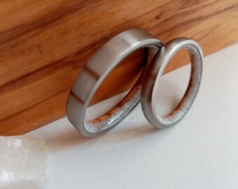 Mens Titanium band, Olive wood and white quartz Rings, Matching Rings, Unique Engagement Rings, Handmade Wedding Bands, Promise Ring Set