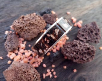 Titanium Wedding Band: Volcanic Rock & Coral Ring