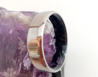 Male rings, Mens Wedding Band, Titanium Engagement Band, Women Promise Ring, His and Hers, Tourmaline stone, Amethyst stone, Gemstone rings