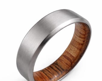 Titanium and wood ring