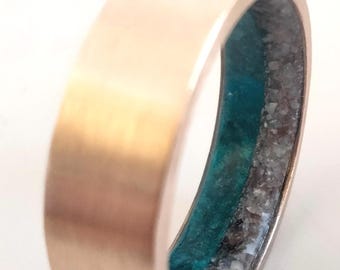 Bronze Square Ring for Men 7mm, wedding band