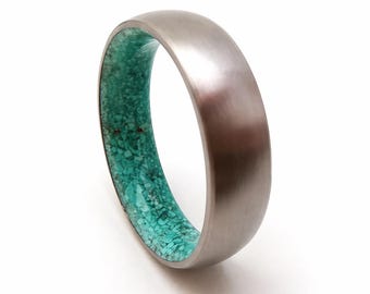 Rings for women's, Men's wedding ring, Turquoise stone ring, Unique ring, Natural stone ring, Green stone ring, 6mm band, Wedding rings.