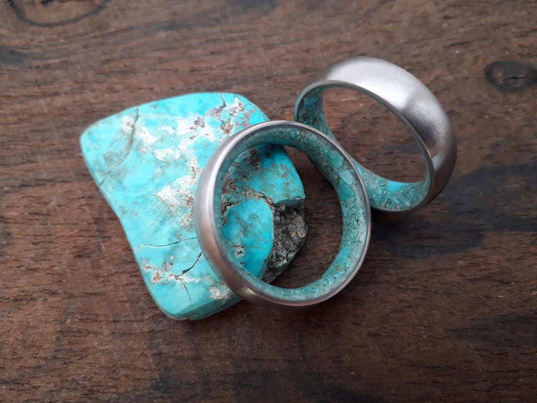 Turquoise Wedding Rings, Rings Set His and Hers, Titanium Engagement ...