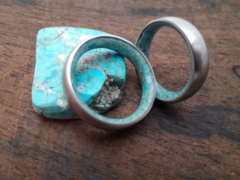 Turquoise Wedding Rings Wedding Rings Set His and Hers Etsy