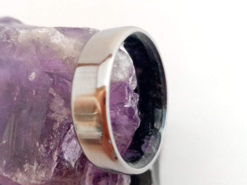 Raw Stone Wedding Band Titanium Wedding Band for Men Women Wedding Ring His and Hers Wedding band Unique Titanium Ring Tourmaline Amethyst