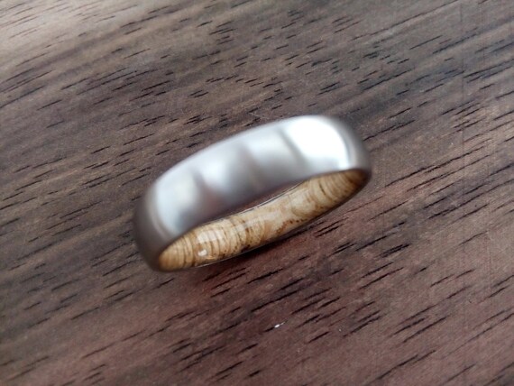 Bushcraft Coltello Anello Nuziale Mimetico Per Uomo In Titanio Argento - Design Foresta/quercia/muschio, Larghezza 8mm O 6mm Anello Quercia Muschio - Foto 14