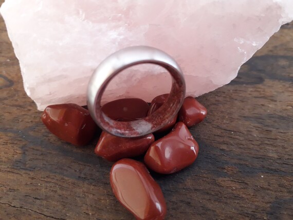 Red jasper ring Stone ring Red stone ring Mens red ring Men stone ring Resin ring Faced mens ring Thin mens ring Chakra ring Zodiac gift