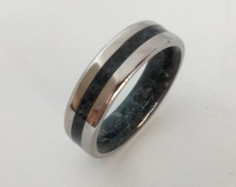 オブシディアンチタンリング：天然の黒曜石の結婚指輪 - Etsy 日本