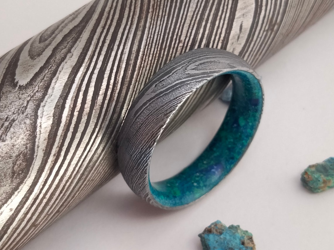 Raw Azurite Malachite Engagement Ring His and Hers Crystal Etsy