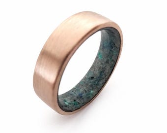 Bronce Aquamarine stone ring Unisex rings