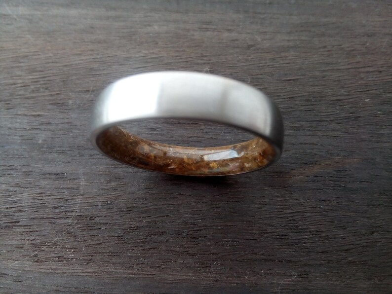 thumbnail image 2 of Men's Ying Yang BaGua Tiger Eye Stone Ring – Stainless Steel Wedding Band – Sizes 7-13 2 of 3