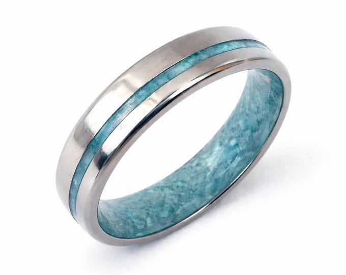 Featured listing image: Aquamarine Stone Titanium Ring: March Birthstone Wedding Band