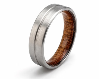 Bourbon Barrel Ring – Titanium Wood Wedding Band for Men