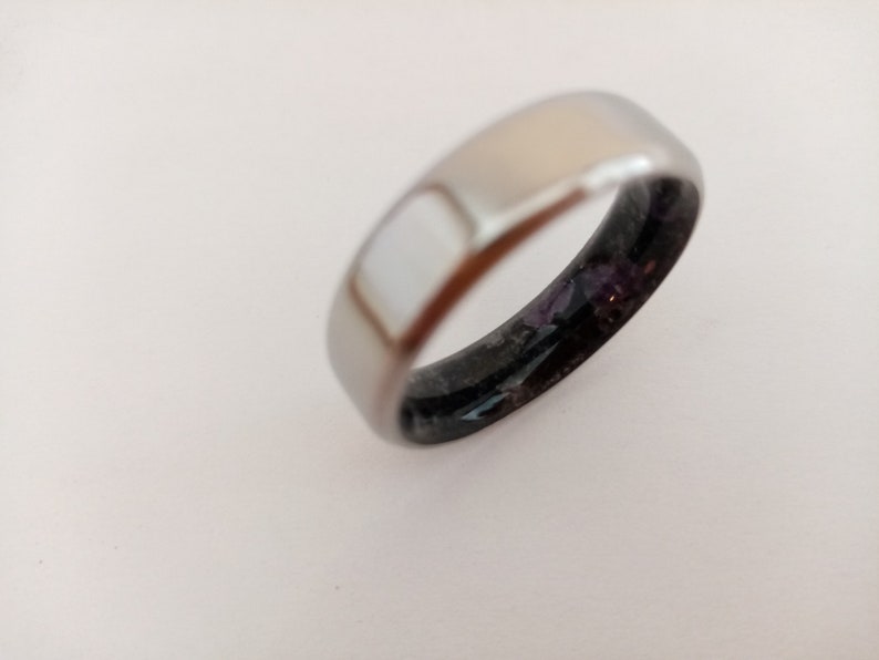 Raw Stone Wedding Band Titanium Wedding Band for Men Women Wedding Ring His and Hers Wedding band Unique Titanium Ring Tourmaline Amethyst