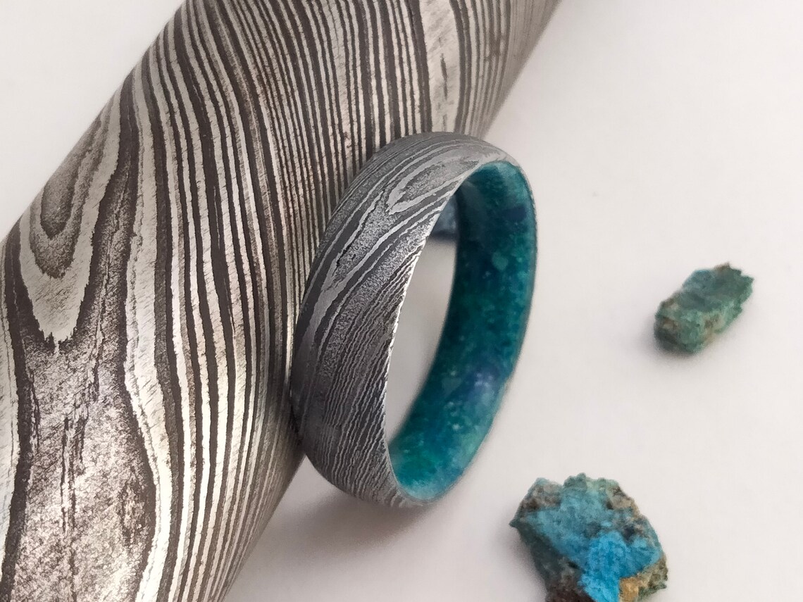 Raw Azurite Malachite Engagement Ring His and Hers Crystal Etsy