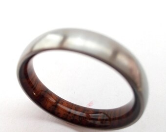 Man wedding band,  wedding ring, Titanium ring, Cocobolo wood, Wedding ring men, 6mm band, Matte finish, Valentines day gift for him