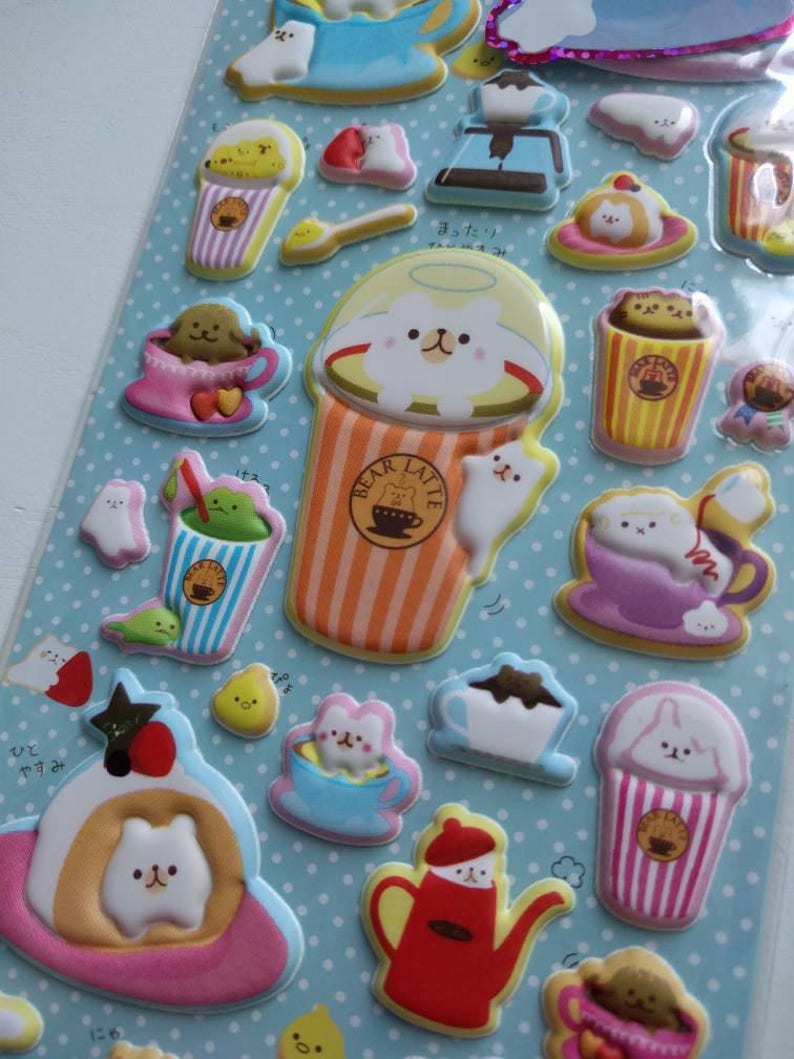 Puffy Animal Stickers Etsy