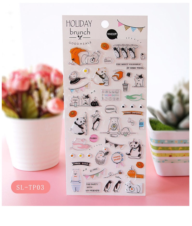 Cute Clear 3D Stickers Etsy