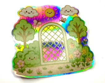 Adventure Awaits Beyond the Garden Gate – Holographic Sticker