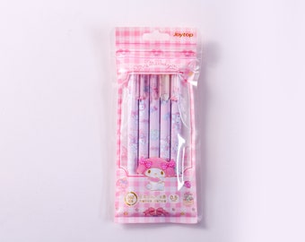 Sanrio My Melody Pen Set, 0.5mm Nib Black Ink 5pcs Per Pack, writing, stationery, kawaii, Sanrio, cute, pen set, pink gift