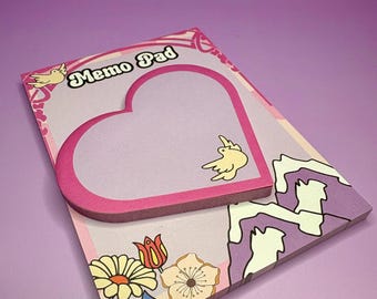 A6 Memo Pad & Heart Sticky Notes Set – 70s Retro Stationery