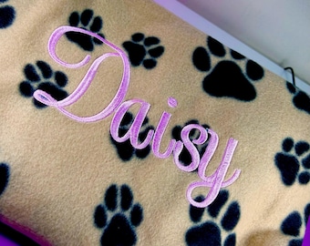 Personalized Dog Blanket, Soft Fleece, Embroidered Pet Name
