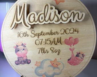 Personalised Baby Birth Announcement Plaque