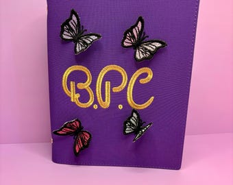 3D Butterfly Personalised A5 Fabric File, A5 notebook, planner, journal, personalised gift