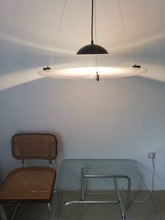 Suspended Large Murano Milky Glass Disc Shaped Ceiling Pendant