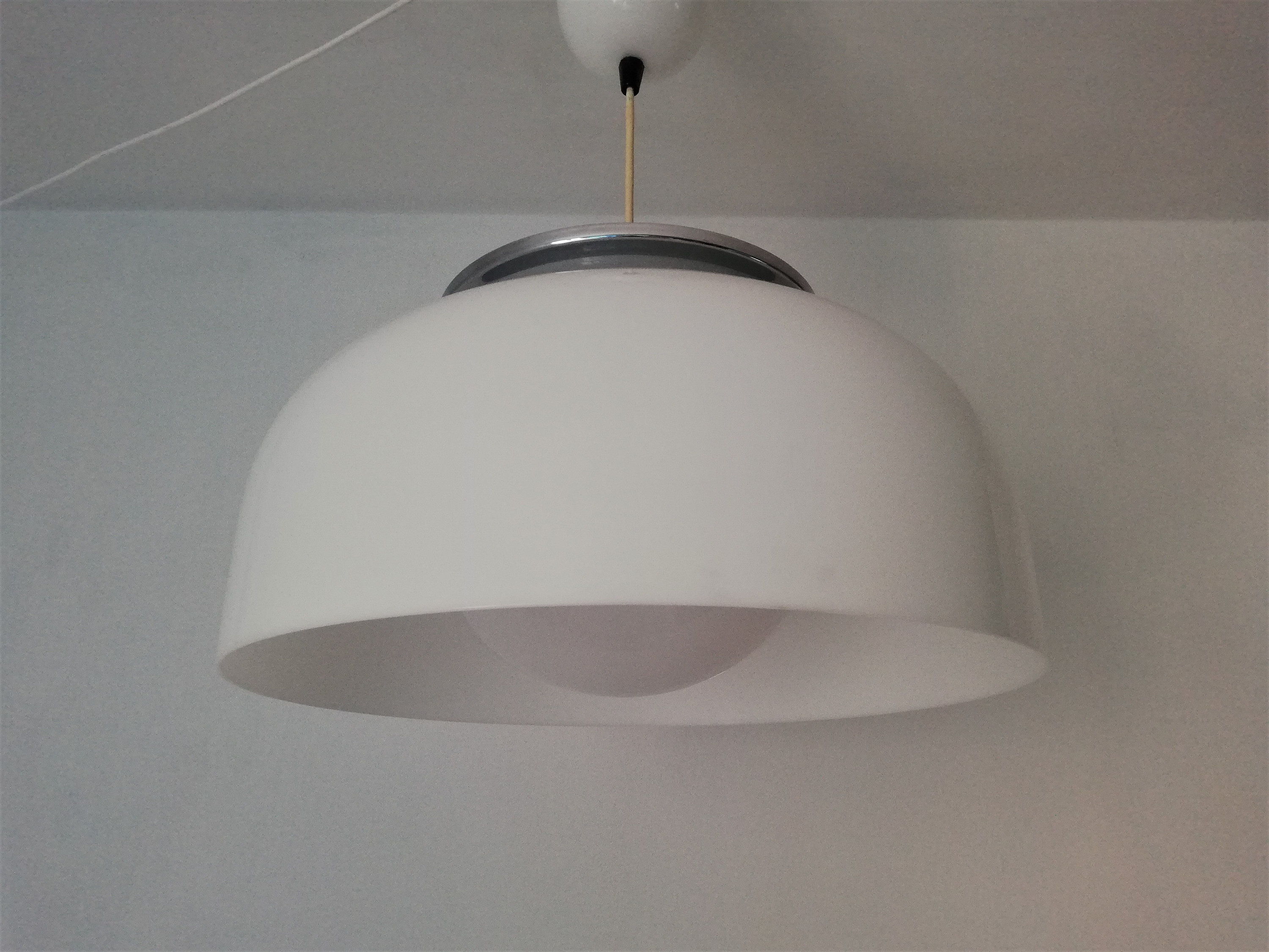 Mid-Century Weiße Durchscheinende Decken Pendellampe von Luigi | Etsy