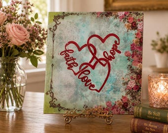 Quadro in resina "Fede, Amore, Speranza"