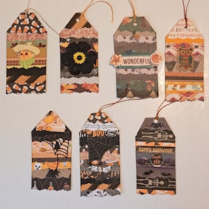 Set of 6 Journaling tags, multi color tags, mixed media tags, ephemera, embellishments, handmade journal cards, unique one of a kind tags