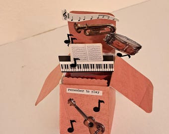 3D Music Instrument Pop Up Card, Music Teacher Gift