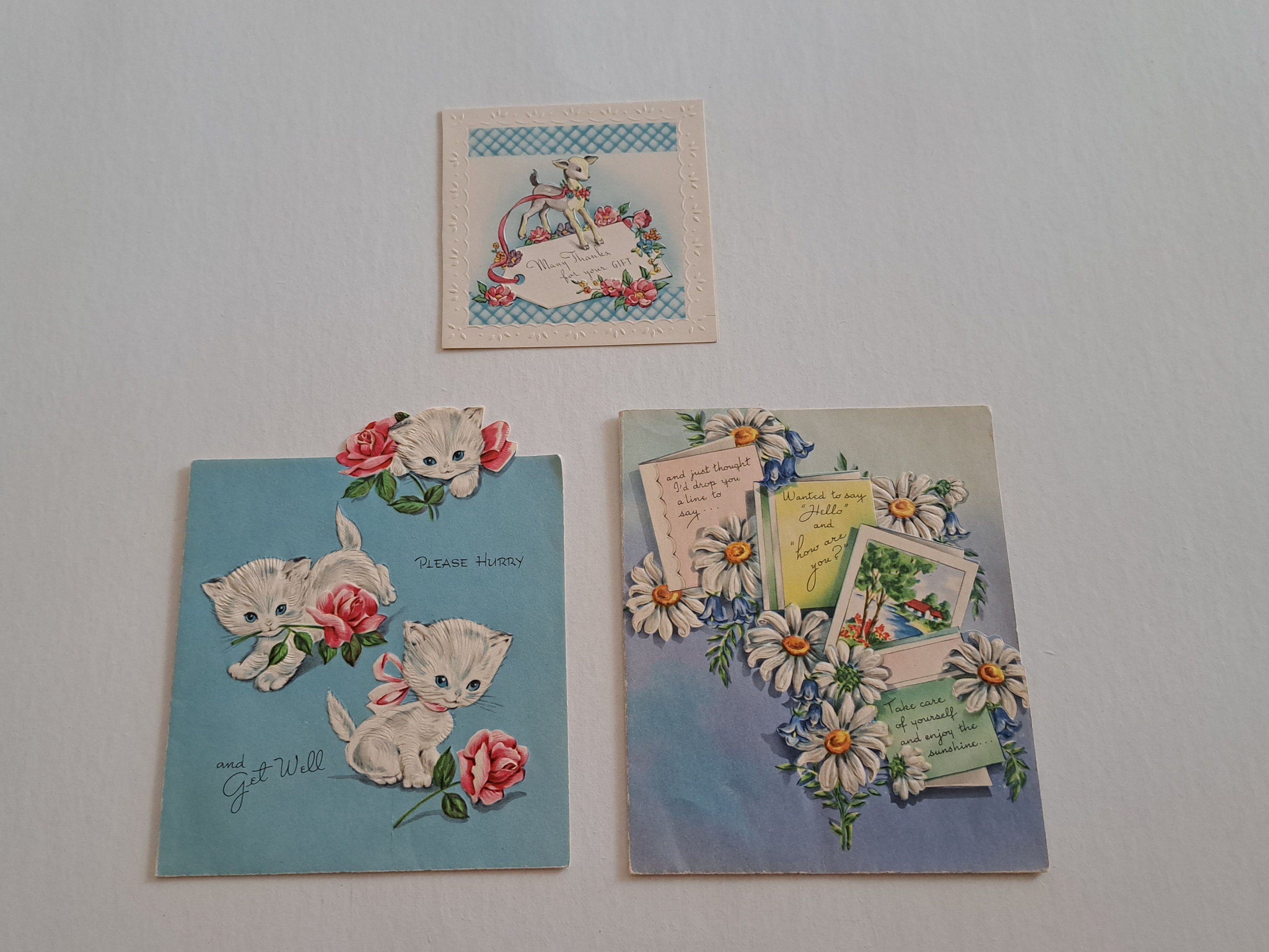 Vintage Get Well Greeting Cards, 1940s Unused Greeting Cards, Set of 3 ...