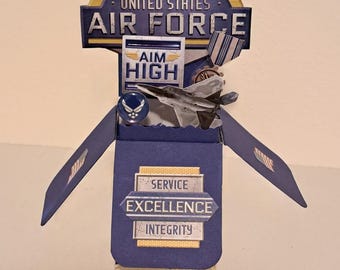 Air Force Retirement Pop Up Card: Handmade Patriotic Gift