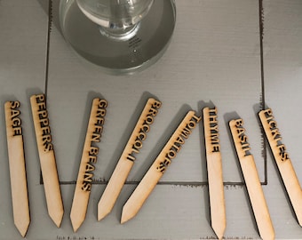 Wooden Garden Markers: Herb & Vegetable Plant Stakes
