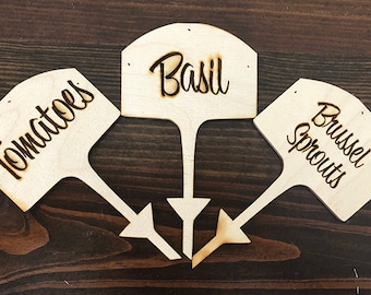 Wooden Garden Markers: Herb & Vegetable Plant Stakes