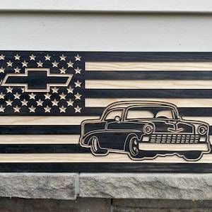 1956 Chevrolet American Flag | 56 Chevy | Chevy BelAir | Muscle Car | Custom American Flag | Wood Flag