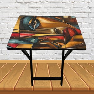 Colorful Abstract Epoxy-Coated Tray Table: Modern Home Decor (18.9x26.4x14.5 Inches)