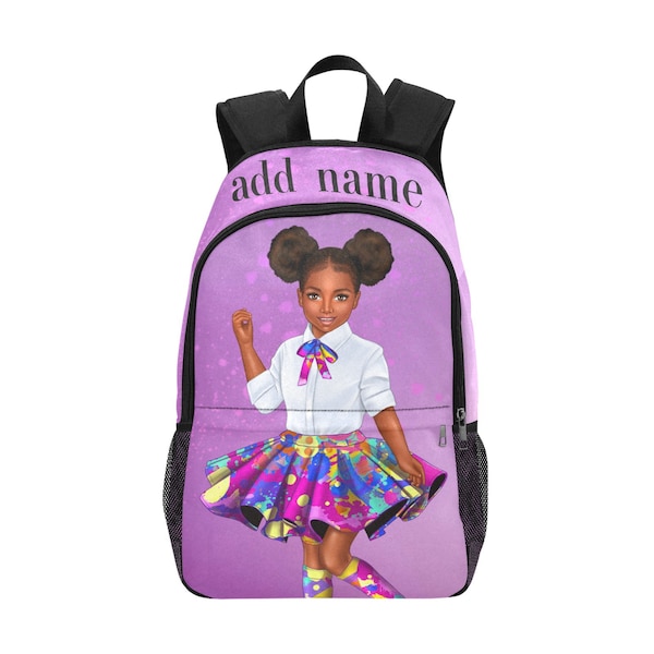 Back to School - Brown Girl School Bookbag for Girl - Personalized Backpack