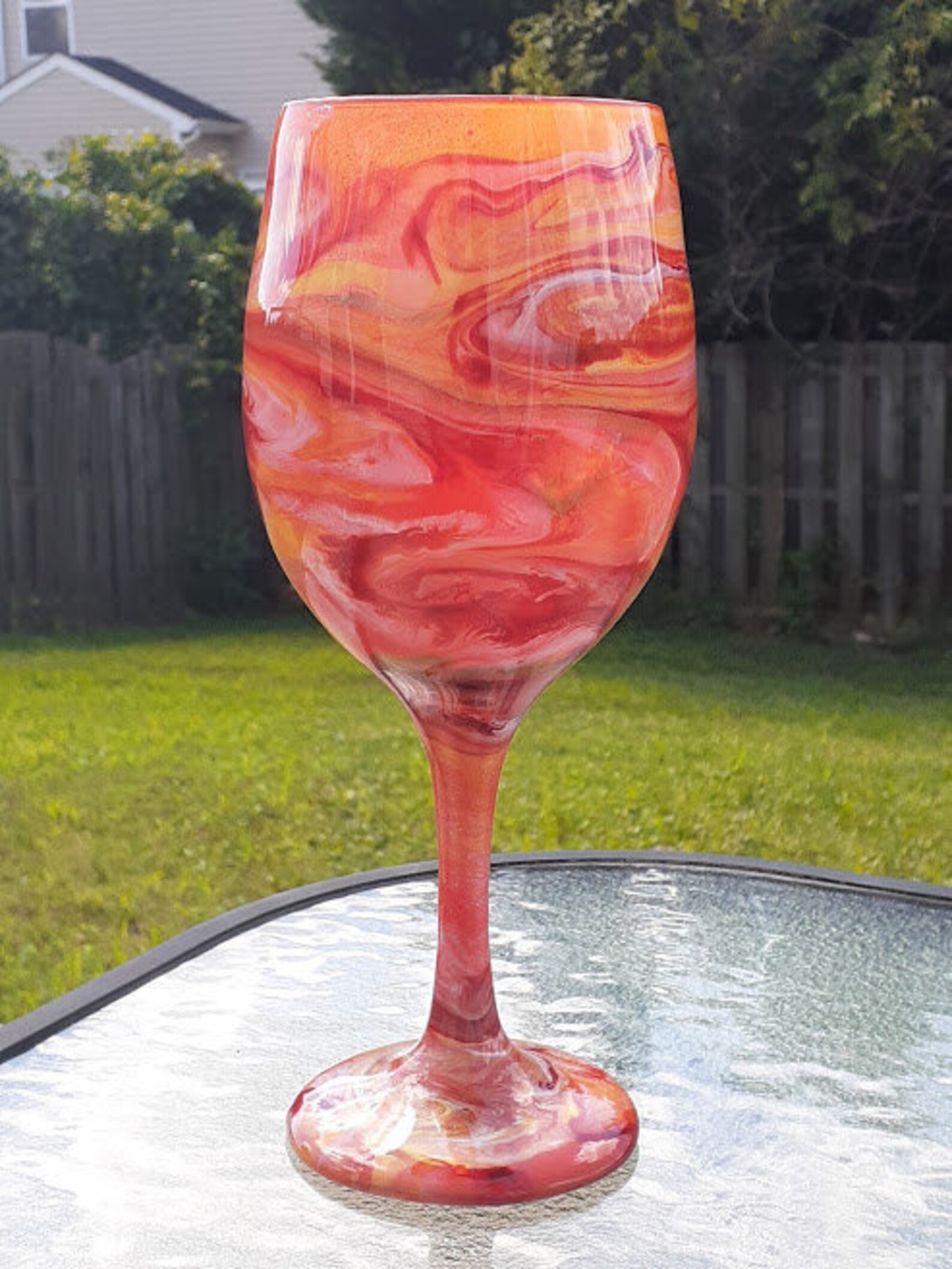 Alcohol ink wine glasses/Fire & Flame Wine Glass Etsy