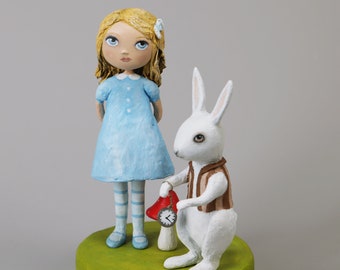 sculpture Alice et le lapin